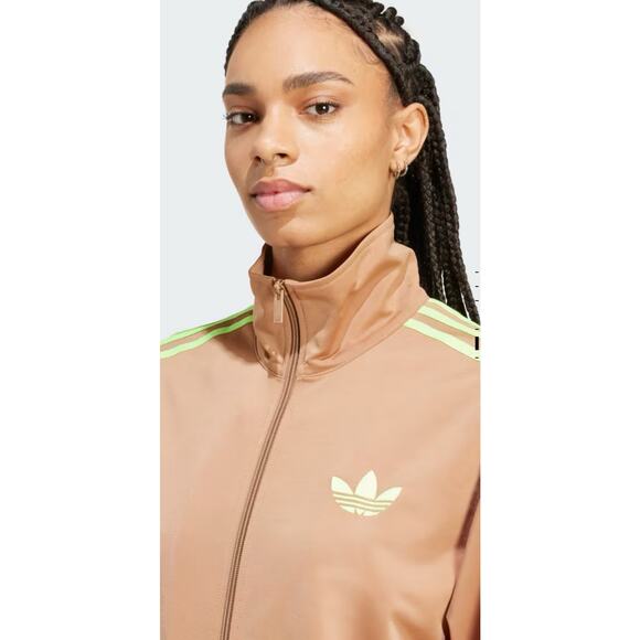 NEW ADIDAS Firebird Track Jacket Women Large Cardboard/Green - Picture 3 of 5